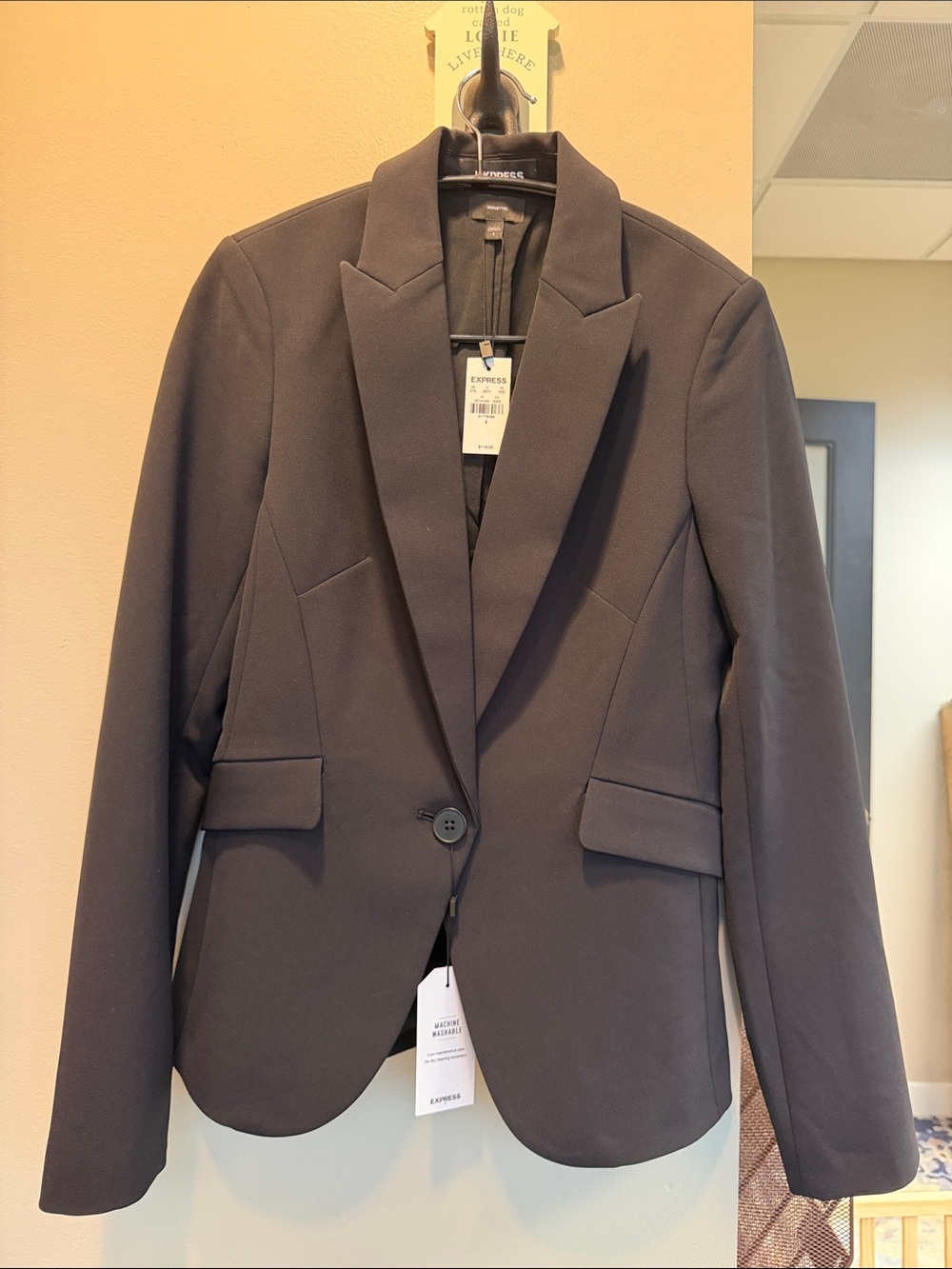 Express Black Single-Button Tailored Blazer